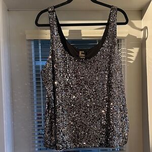 A New Day Black and Gold Sequin Tank Top